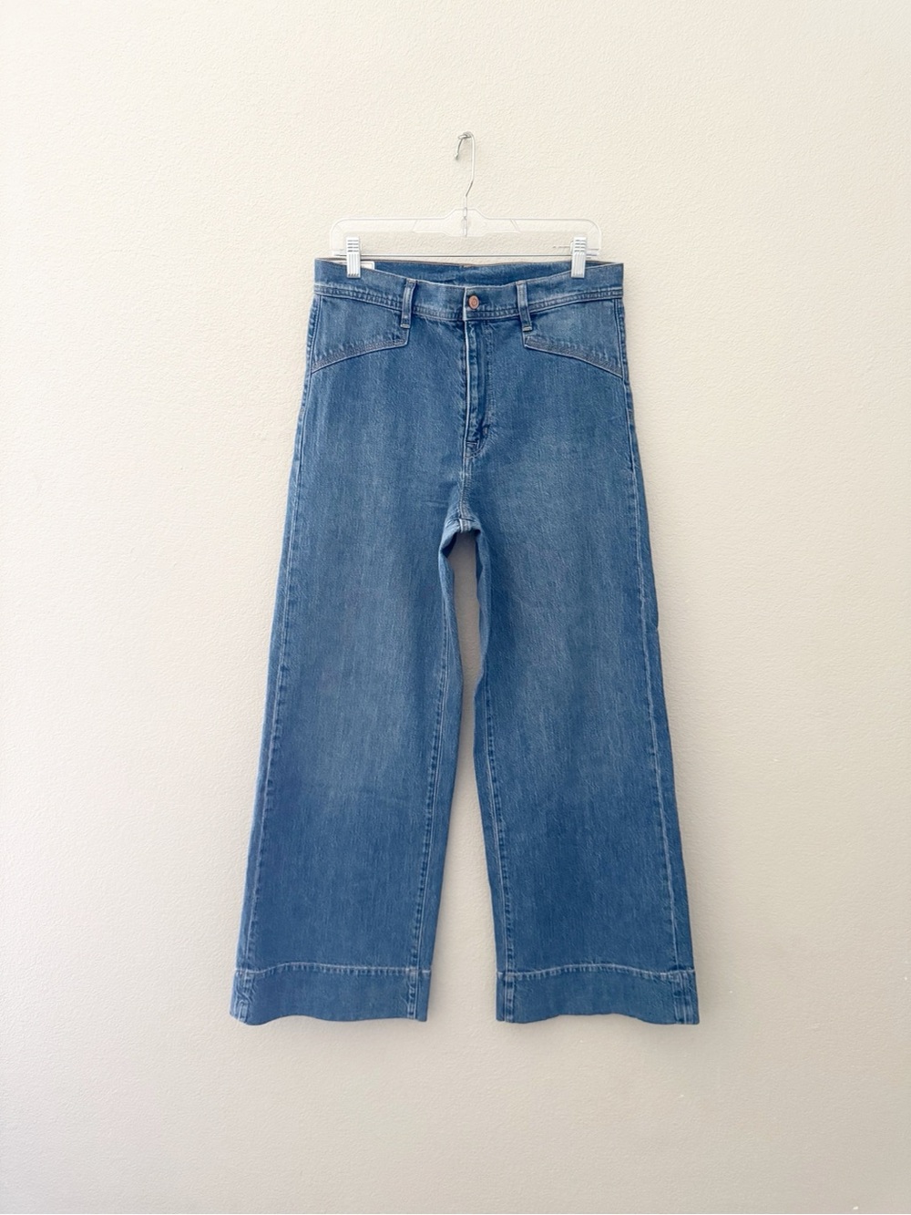 GAP Sky High Wide Leg Jeans 30/ 10 R Denim Blue Crop Classic Minimalist - Picture 4 of 12